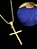 Corrente Masculino 70cm Longo Fino Veneziana Pingente Cruz Crucifixo Pequeno Banhado Ouro Dourado - Imagem 1