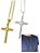 Corrente Cordão Masculino Grumet 3mm 70cm Prata Dourado Pingente Cruz Grossa Aço Inox - Imagem 1