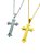 Cordão Corrente 50cm Pingente Cruz Crucifixo Oração Pai Nosso Prata Dourado Aço Inox - Imagem 10