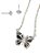 Conjunto Colar e Brinco Feminino 50cm Borboleta Ponto Luz Zircônia Prata Aço Inox Antialérgico - Imagem 9