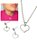 Conjunto Colar e Brinco Feminino 45cm Coracão Vazado Craquelado Prata Minimalista Básico Aço Inox - Imagem 1