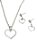 Conjunto Colar e Brinco Feminino 45cm Coracão Vazado Craquelado Prata Minimalista Básico Aço Inox - Imagem 9