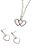 Conjunto Colar e Brinco Feminino 45cm Coracão Vazado Duplo Prata Minimalista Básico Aço Inox - Imagem 8