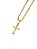 Cordão Masculino 70cm Longo Elo Baiano Pingente Cruz Pequena Dourado Aço Inox - Imagem 9