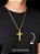 Cordão 70cm Pingente Crucifixo Listrado Grosso Grande Prata Dourado Aço Inox Não Escurece Masculino - Imagem 2