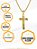 Cordão 70cm Pingente Crucifixo Listrado Grosso Grande Prata Dourado Aço Inox Não Escurece Masculino - Imagem 7