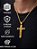 Cordão 70cm Pingente Crucifixo Listrado Grosso Grande Prata Dourado Aço Inox Não Escurece Masculino - Imagem 10