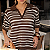 Blusa Bahamas em Tricô com Manga Curta Marrom+Branco - Imagem 1