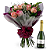 Buquê Classic de 10 Rosas Cor de Rosa com Espumante - Imagem 1