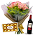 Buquê Rustic Luxury - 15 Rosas Cor de Rosa com Vinho e chocolate Ferrero Rocher - Imagem 1
