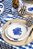 Prato sobremesa branco com desenho coral azul e borda betume - Imagem 2