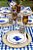 Prato sobremesa branco com desenho coral azul e borda betume - Imagem 5