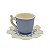 Xícara chá azul com folhas uva faiança - Imagem 1