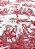 Toalha de mesa toile de jouy vermelho com babado xadrez vermelho 1,18x3,16 - Imagem 4