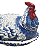 Bowl com tampa G galo azul e branco com flores - Imagem 4