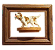 Moldura vazada com cachorro em pedestal e pato na boca - Imagem 1