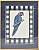 Quadro gravura pássaro azul 4 com passpatur azul e xadrez - Imagem 1