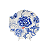 Prato raso concha com desenho floral azul - Imagem 1