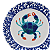 Sousplat com desenho caranguejo e borda com coral azul - Imagem 2