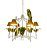 Lustre gaiola branco com folhagens e pássaros verdes - Imagem 1