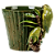 Cachepot G relevo de bambu com casal de tuim - Imagem 1
