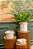 Vaso tronco off white com alças madeira P - Imagem 2