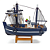 Barco pescador decorativo em madeira azul e branco - Imagem 1