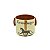 Mini vaso bege com pintura cavalo e argolas couro - Imagem 1
