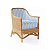 Poltrona rattan com tecido listrado azul e branco - Imagem 1