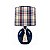 Abajur garrafão azul com cúpula xadrez e tassel - Imagem 1