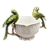 Cachepot palmeira branco com casal pássaros verdes M - Imagem 1