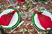 Guardanapo de Natal vermelho com laço bordado verde - Imagem 3