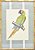 Quadro gravura pássaro com moldura de faux bamboo fundo listra 3 - Imagem 1