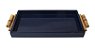 Bandeja laca azul marinho alça bambu retangular P - Imagem 3