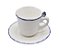 Xícara de chá branca com borda pincelada azul com passarinho - Imagem 1