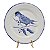 Prato sobremesa amassado azul e branco borda pincelada com pássaro 5 - Imagem 1