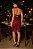 Vestido Midi Preto/ Bordo Gola Alta - Tiras Cruzadas e Fenda Traseira - Imagem 5