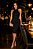 Vestido Midi Preto/ Bordo Gola Alta - Tiras Cruzadas e Fenda Traseira - Imagem 3