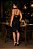 Vestido Midi Preto/ Bordo Gola Alta - Tiras Cruzadas e Fenda Traseira - Imagem 4
