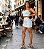 Conjunto Carina Cropped Alcinha E Short Saia Detalhes Botões - Imagem 5