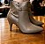 Bota Picadilly Napa Croco Bico Fino Cano Curto Salto Médio Bege Taupe - Imagem 2