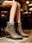 Bota Picadilly Napa Croco Bico Fino Cano Curto Salto Médio Bege Taupe - Imagem 1