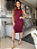 Vestido Milena Midi Tubinho Canelado Liso Gola Alta Fenda Lateral - Imagem 5