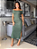 Vestido Midi Lanny Canelado Ombro A Ombro Manga Curta Saia Com Fenda - Imagem 3