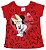 Blusa Manga Curta Bebê Menina Minnie Vermelha - Brandili - Imagem 1
