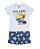 Conjunto de Camiseta e Bermuda - Minions - Listen Music - Cinza e Azul - Malwee - Imagem 1
