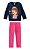 Conjunto Moletom Flanelado Infantil Menina Princesa Sofia Rosa e Azul Marinho - Malwee - Imagem 1