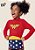 Blusa Proteção UV Infantil Menina Mulher Maravilha Vermelha - Marlan - Imagem 2