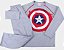 Pijama Manga Longa Juvenil Menina Capitão América Cinza Estilo Urban - Imagem 4