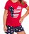 Pijama Manga Curta Infantil Menina Mickey Vermelho e Azul Marinho - Imagem 3